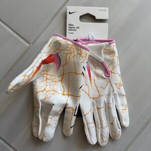 New Nike Vapor Jet 7.0 NRG Football Gloves White-White-Picante Men's Size 2XL